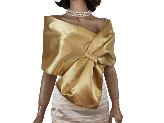 Woman Wrap Gold Shawl Bolero Wedding Prom Wrap Evening Wrap Satin Woman Shawl Woman Gift Wrap With String Woman Scarf Bridesmaids Scarf Etsy