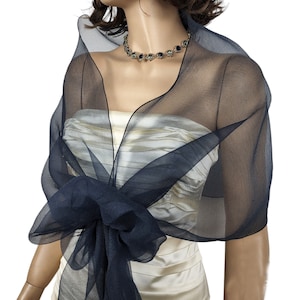 Navy Blue organza wrap shawl, blue bolero wedding shrug spring summer bridesmaids bridal wrap dark blue something blue