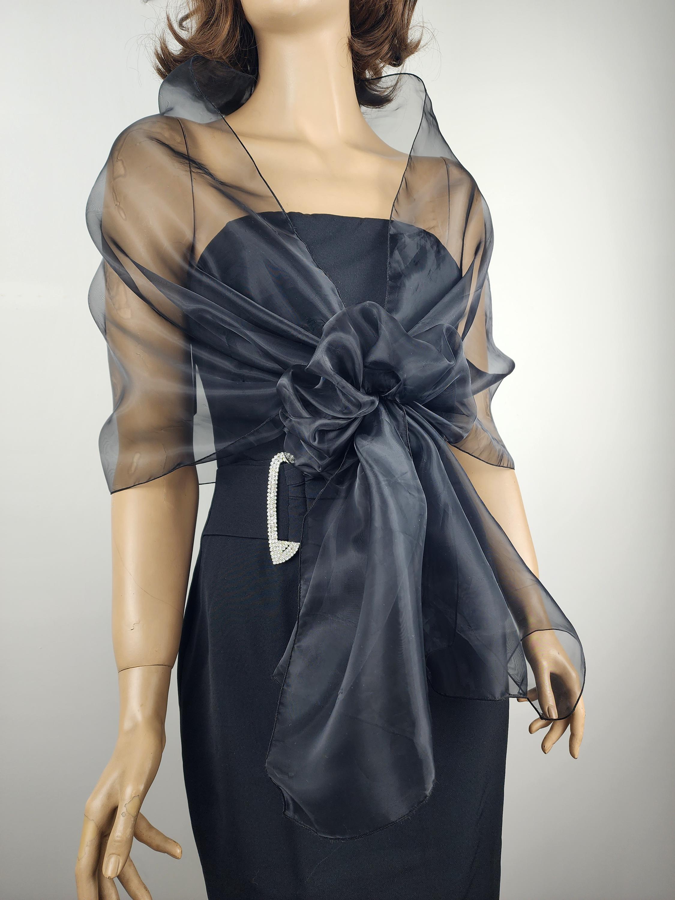 shawls for dresses black Evening Design Elegant Shawl, Shawl, Organza Shawl, Mother of the Bride Shawl,evening Cover Up, Shoulders Cover Up keep warm Black Ombre Large Silk Wrap