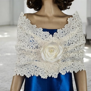 Ivory Lace Evening Capelet: Wedding Shawl, Formal Dress Cover-Up