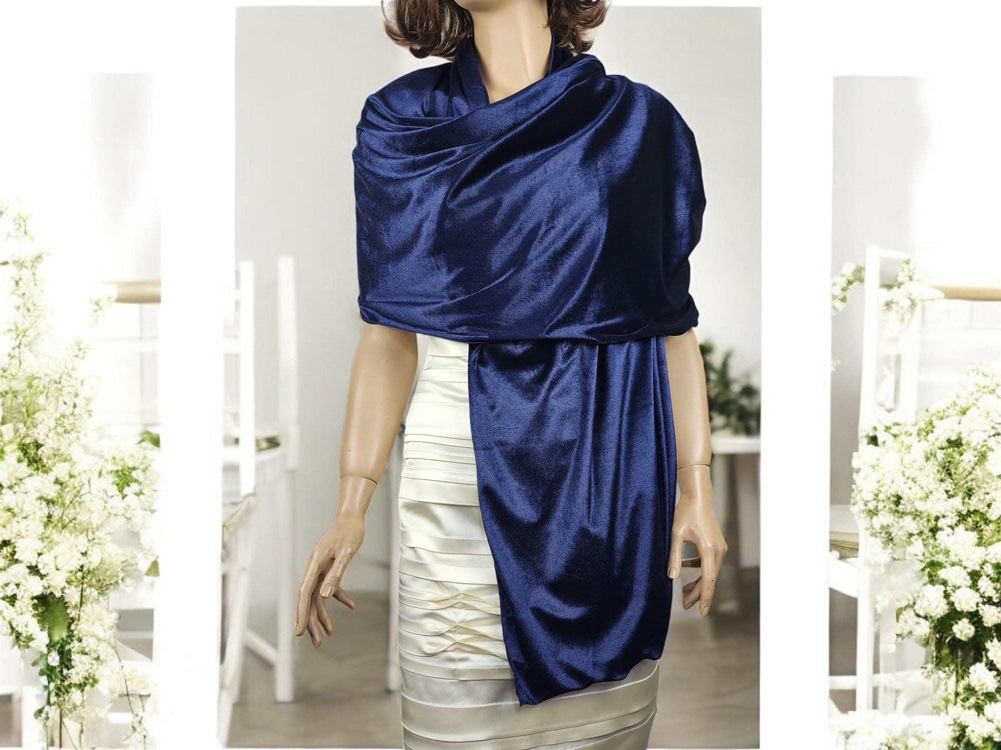 ArtvolayAccessories Velvet Navy Shawl Velvet Evening Wrap Velvet Wedding Shawl Navy Occassion Shawl Wrap Navy Blue Dark Blue Mom of Bride