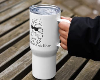 Funny Cold Brew Travel Mug 25oz – Hot Mess Iced Coffee Cup – Cute Coffee Lover Gift – Insulated Tumbler