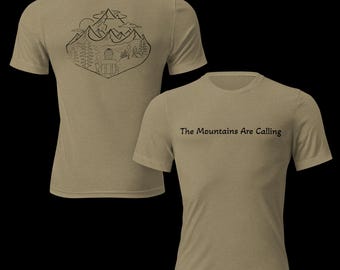 The Mountains Are Calling Nature Shirt, Minimalist Hiking T-Shirt, Outdoorsy Granola Aesthetic Tee, Camping Trip Apparel, Wanderlust Gift