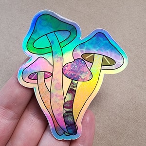 holographic Mushroom Sticker