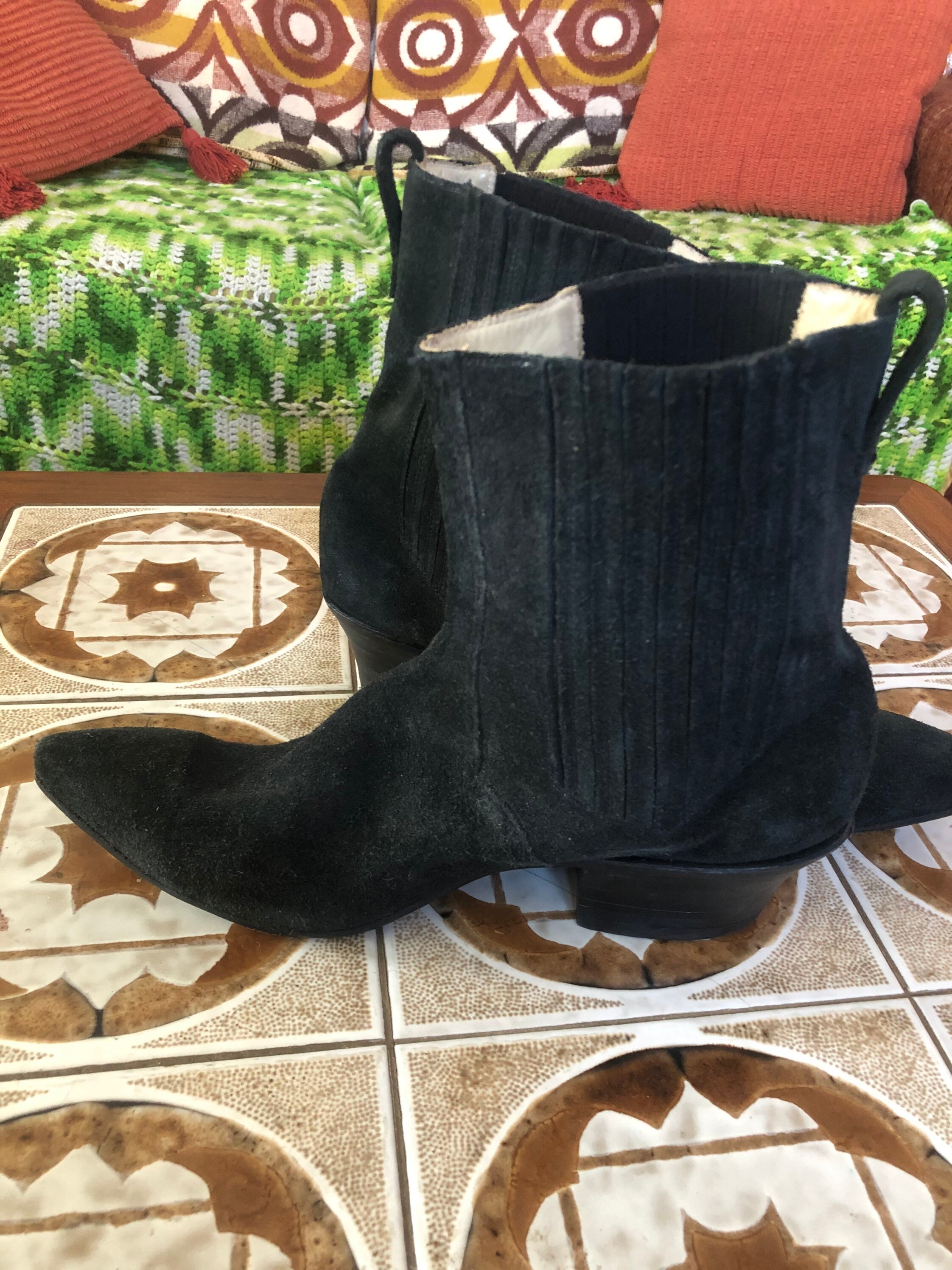 Mens Vintage Suede Cuban Heel Boots 