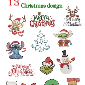 23 cute Christmas theme character Digital Embroidery design file, cartoon embroidery, direct download