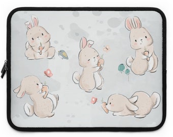 adorable moon bunny Laptop Sleeve, laptop bag, laptop pouch, cute rabbit, water color sleeve