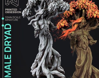 Male Dryad | Feywild Vs Shadowfell | 32mm Scale | Printed Obsession | 3D printed miniature