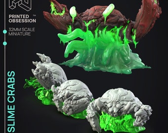 Slime Crabs Grey Resin | The Gelatinous Queen | 32mm Scale | Printed Obsession | 3D printed miniature