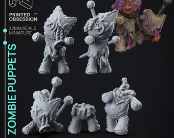 Zombie Puppets | The Puppetmaster's Apprentice | 32mm Scale | Printed Obsession | 3D printed miniature