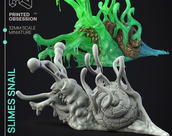 Slime Snail Grey Resin | The Gelatinous Queen | 32mm Scale | Printed Obsession | 3D printed miniature