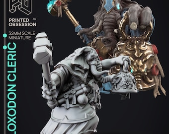 Loxodon Cleric | Plague Doctors | 32mm Scale | Printed Obsession | 3D printed miniature