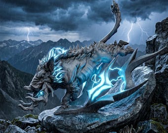 Jabalí Trueno / Familiar Elemental / Escala de 32 mm / Obsesión Impresa / Miniatura impresa en 3D