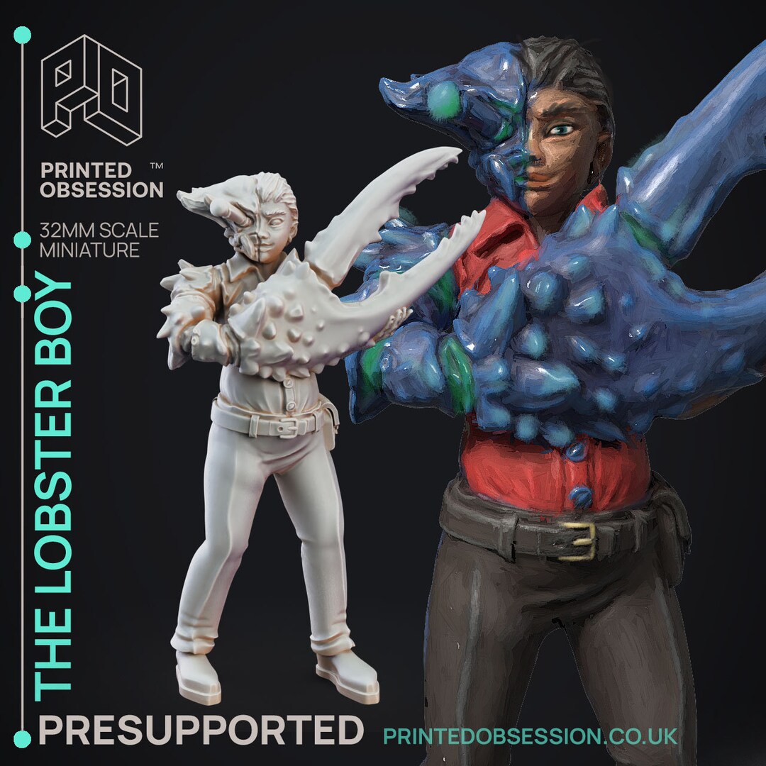 Lobster Boy Circus of Horrors 32mm Scale Printed Obsession 3D Printed Miniature Etsy