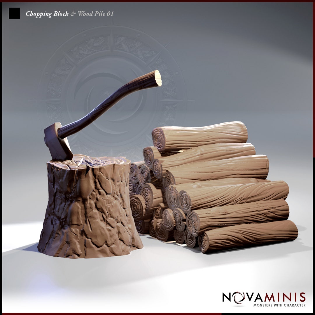 Axe Chopping Block and Wood Pile 01 Slave River Guild - Etsy