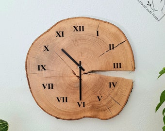 Exclusive wall clock birch, beech, walnut, cherry, blue pine - solid wood & handmade