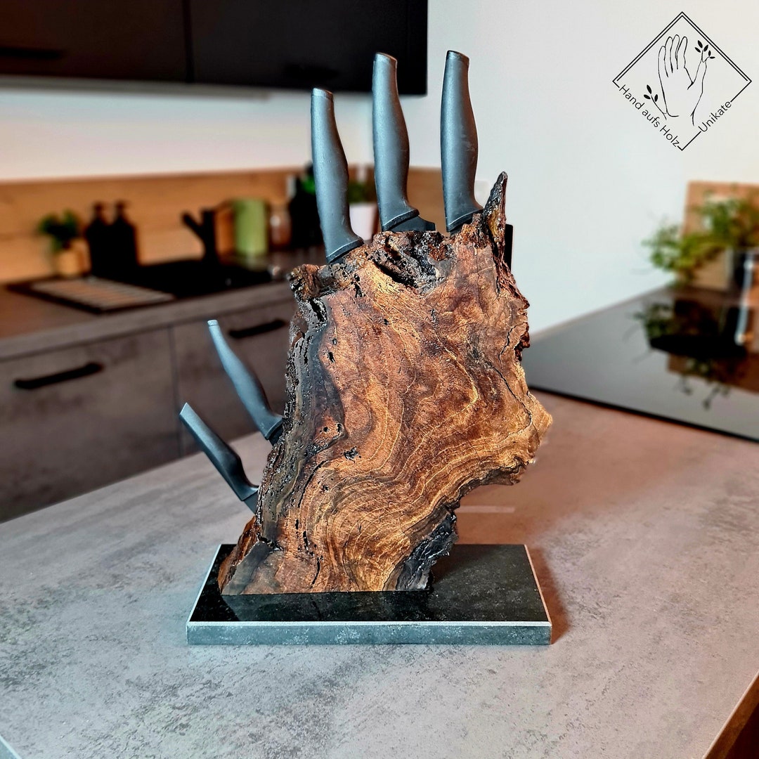 Messerblock gestockte Walnuss Etsy.de