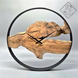 Exclusive wall clock, ring clock made of oak root wood - real wood & handcrafted