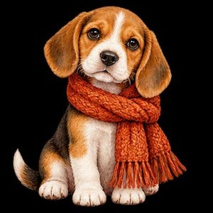 Paquete de imágenes prediseñadas de Beagles otoñales acogedores, imágenes PNG de perros otoñales en acuarela (descarga instantánea)