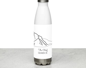 Hand Drawn Digital Image of the Squamish Chief on a Stainless steel water bottle