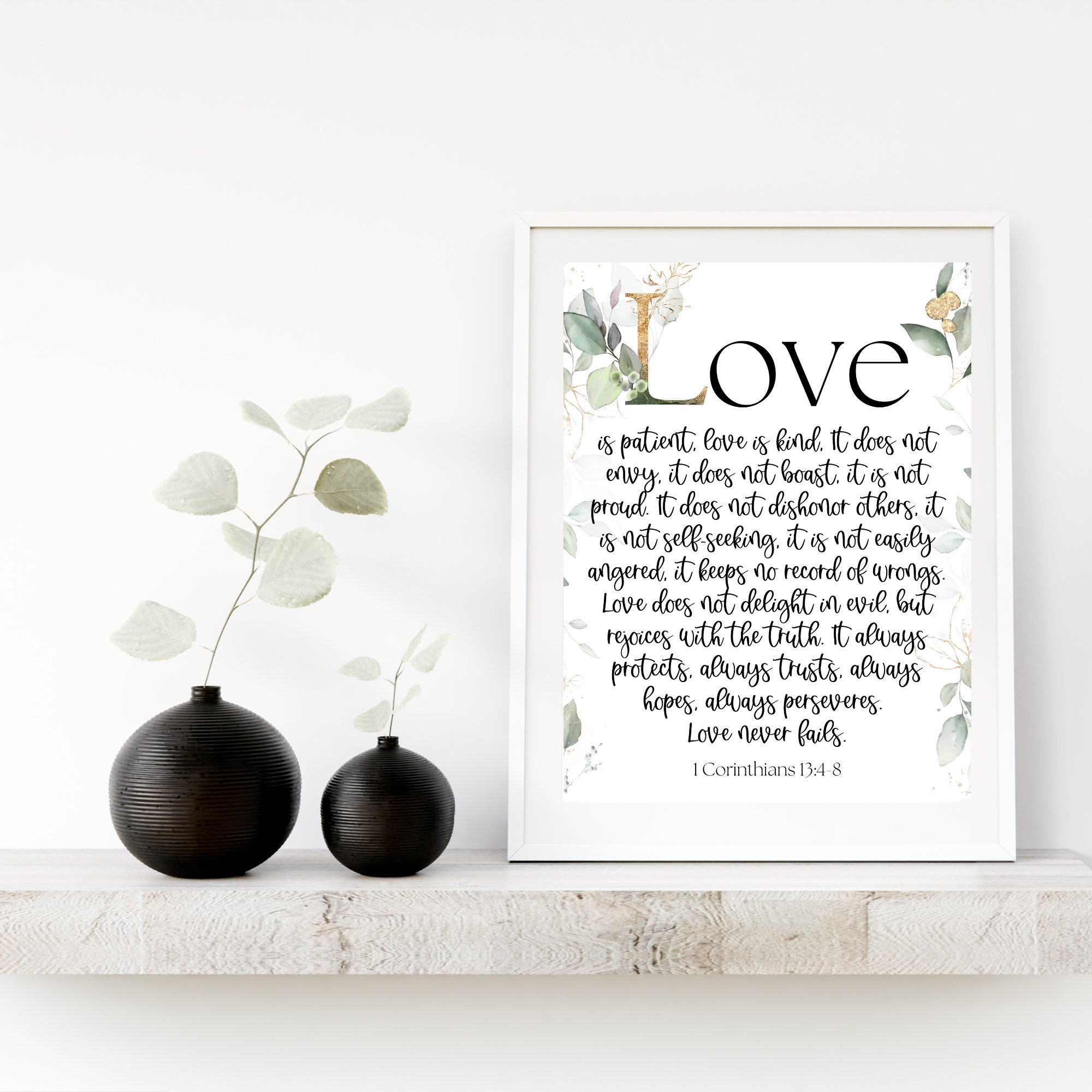1 Corinthians 13:4-8 Bible Verse Wall Art | Scripture Wall Art | Bible ...