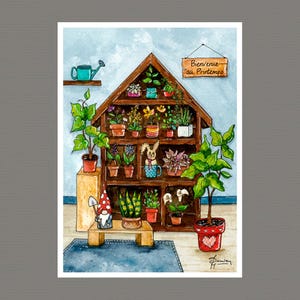 Frühlingsregal - Frühlingsposter A4, Postkarte A5, A6 - Home Decor - Aquarelldruck