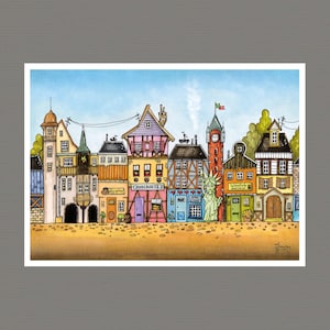 Illustration de Colmar - Affiche Alsace A4, Carte postale A5, A6 - Décoration maison - Impression illustration
