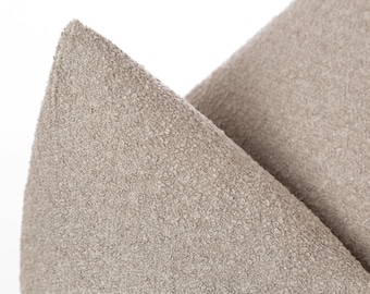 Taupe Beige Pillow Cover, Boucle Euro Sham, Beige Boucle Throw Pillow, Woven Thick Boucle Fabric, Modern Bedroom Cushion Case, Custom Size