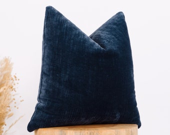 Navy Fluffy Pillow Cover, Textured Euro Sham, Decorative Washable Durable Throw Pillow Cover || Custom Size
