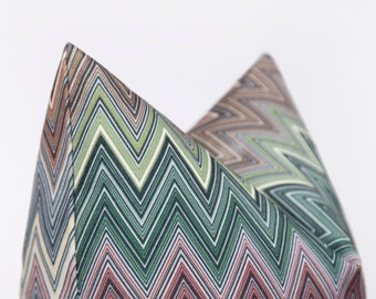 Green Chevron Pillow Cover, Colorful Throw Pillow Cover, Livingroom Pillow, Decorative Zigzag Cushion, Chevron Euro Sham Cover, Custom Size