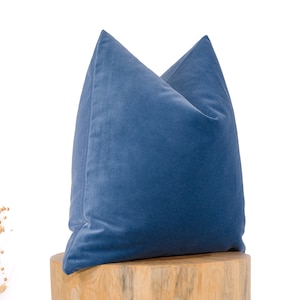 Baby Blue Pillow Cover, Solid Velvet Blue Euro Sham, Blue Velvet Throw Pillow, Baby Blue Cushion Cover for Livingroom, Custom Size