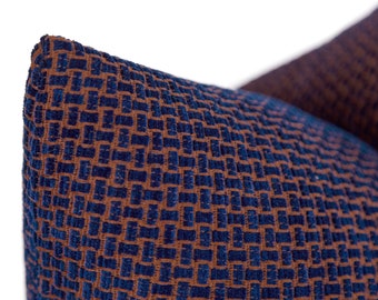 Navy & Rust Basket Weave Pillowcase, Textured Euro Sham, Heavy Soft Fabric • Modern, Washable, Durable Throw Pillow Cover || Custom Size