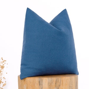 Indigo Blue Pillow Cover, Blue Textured Euro Sham, Blue Woven Throw Pillow, Indigo Blue Cushion Cover, Modern Farmhouse Pillow, Custom Size