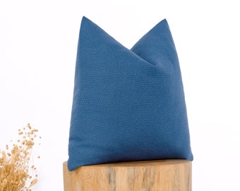 Indigo Blue Textured Pillow Cover, Modern Farmhouse Decor, Custom Size