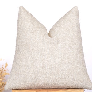 Light Beige Boucle Pillow Cover, Beige Super Soft Boucle Throw Pillow, Puffy Boucle Pillow Cushion Cover, Beige Euro Sham Cover, Custom Size