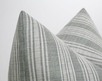 Striped Gray Pillow Cover – Modern Farmhouse Decor (Custom Size)