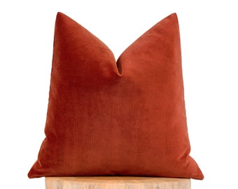 Rust Red Velvet Pillow Cover, Rust Red Solid Cushion Cover, Rust Velvet Euro Sham, Brick Red Pillow Cover, Cotton Velvet Fabric, Custom Size