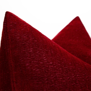 Geweven kussensloop wijnrood, rode kussenhoes met textuur, wijnrode Euro Sham, sierkussen kerstdecoratie, robijnrode kussen sofa, aangepast formaat