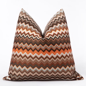 Brown Chevron Pillow Cover, Earthy Pillow Cover, Zigzag Colorful Euro Sham, Designer Printed Pillow Cover, All Sizes