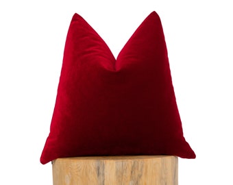 Wine Red Velvet Pillow Cover, Solid Red Throw Pillow, Wine Red Euro Sham, Christmas Decor Cushion Cover, Ruby Red Cushioncase, Custom Size