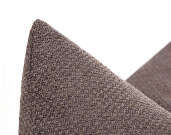 Taupe Textured Pillow Cover, Tan Woven Lumbar Cushion, Farmhouse Home Décor (Custom Size)