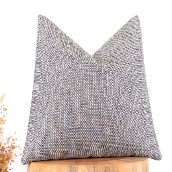 Gray Handwoven Pillow Cover, Gray Boho Euro Sham, Gray Textured Cushion Cover, Decorative Livingroom Throw Pillow, Custom Size