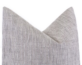 Gray Textured Pillow Cover, Farmhouse Cushion, Rustic Linen Look, Neutral Throw Pillow, Cozy Modern Decor, Cover Only - EsHomeDesign