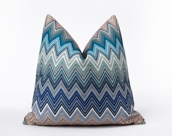 Indigo Chevron Pillow Cover, Blue Chevron Pillow Cover, Chevron Cushion, Blue Euro Sham Cover, Modern Home Decor, All Sizes