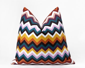 Chevron Pillow Cover, Rainbow Zigzag Throw, Euro Sham, Custom Size