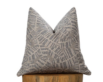 Beige & Blue Floral Throw Pillow Cover, Neutral Euro Sham