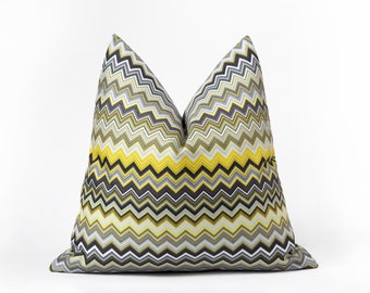 Gray and Yellow Chevron Pillow Cover, Modern Euro Sham