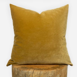 Mustard Velvet Pillow Cover, Mustard Yellow Euro Sham, Mustard Throw Pillow Cover, Mustard Velvet Pillow for Bedroom, Custom Size