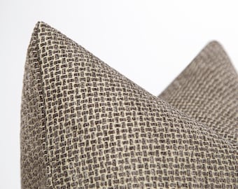 Taupe Brown Pillow Cover, Basket Weave Design Throw Pillow, Taupe Geometric Cushion Cover, Brown Textured Euro Sham, Custom Size