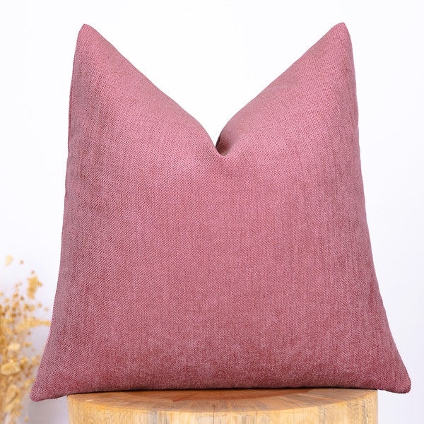 Dusty Pink Pillow Cover, Solid Pink Euro Sham, Pink Throw Pillow Cover 20x20, Sofa Cushion Cover, Modern Farmhouse Throw Pillow, Custom Size